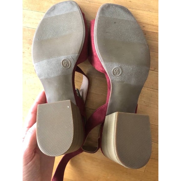 Universal Thread Goods Co. Women's Strappy Block Heel Open Toe Sandals Bordo - Picture 9 of 11